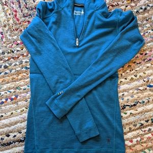 Smartwool blue quarter zip women's medium